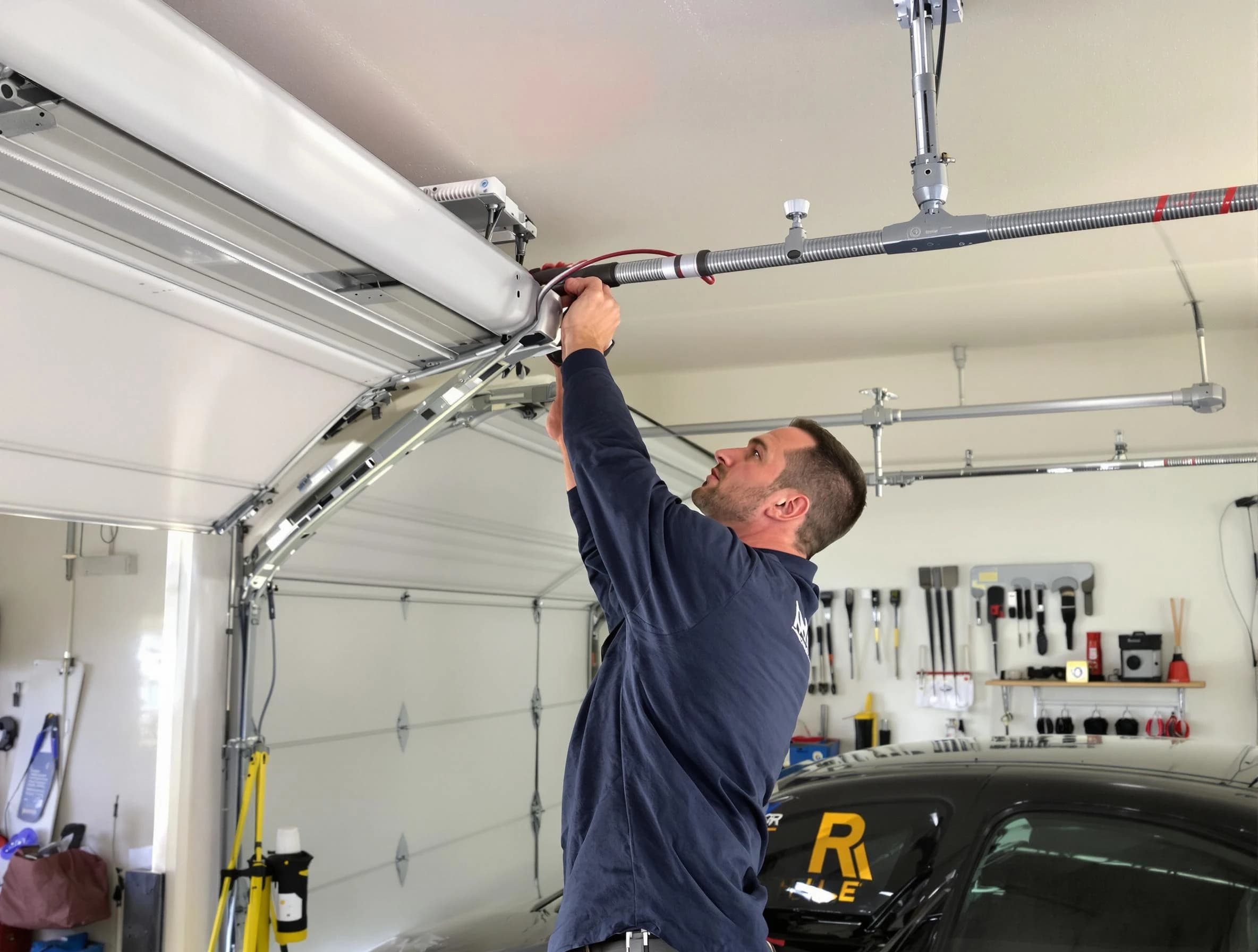 Mead Garage Door Repair technician performing garage door cable repair in Mead