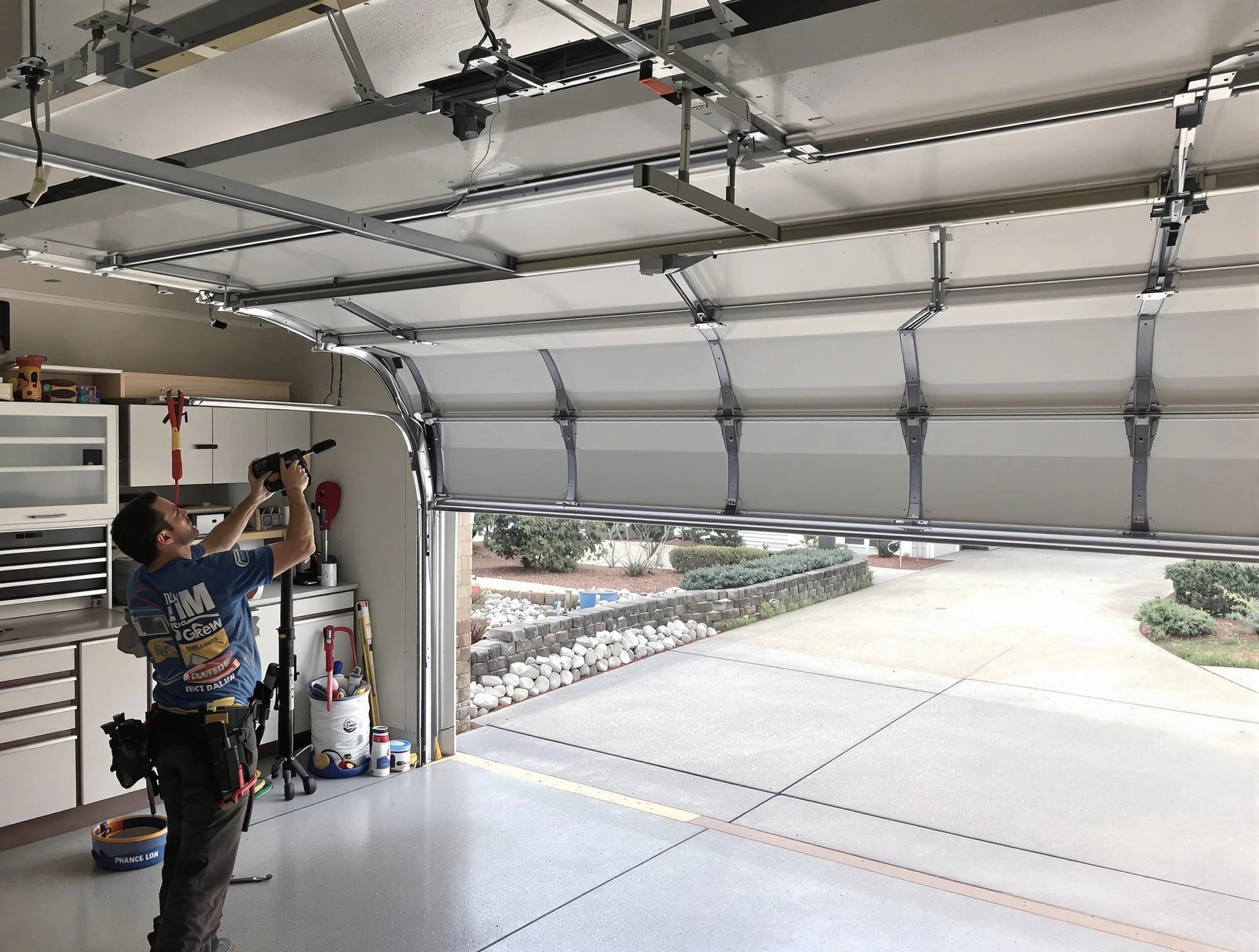 Garage door track repair service by Mead Garage Door Repair in Mead