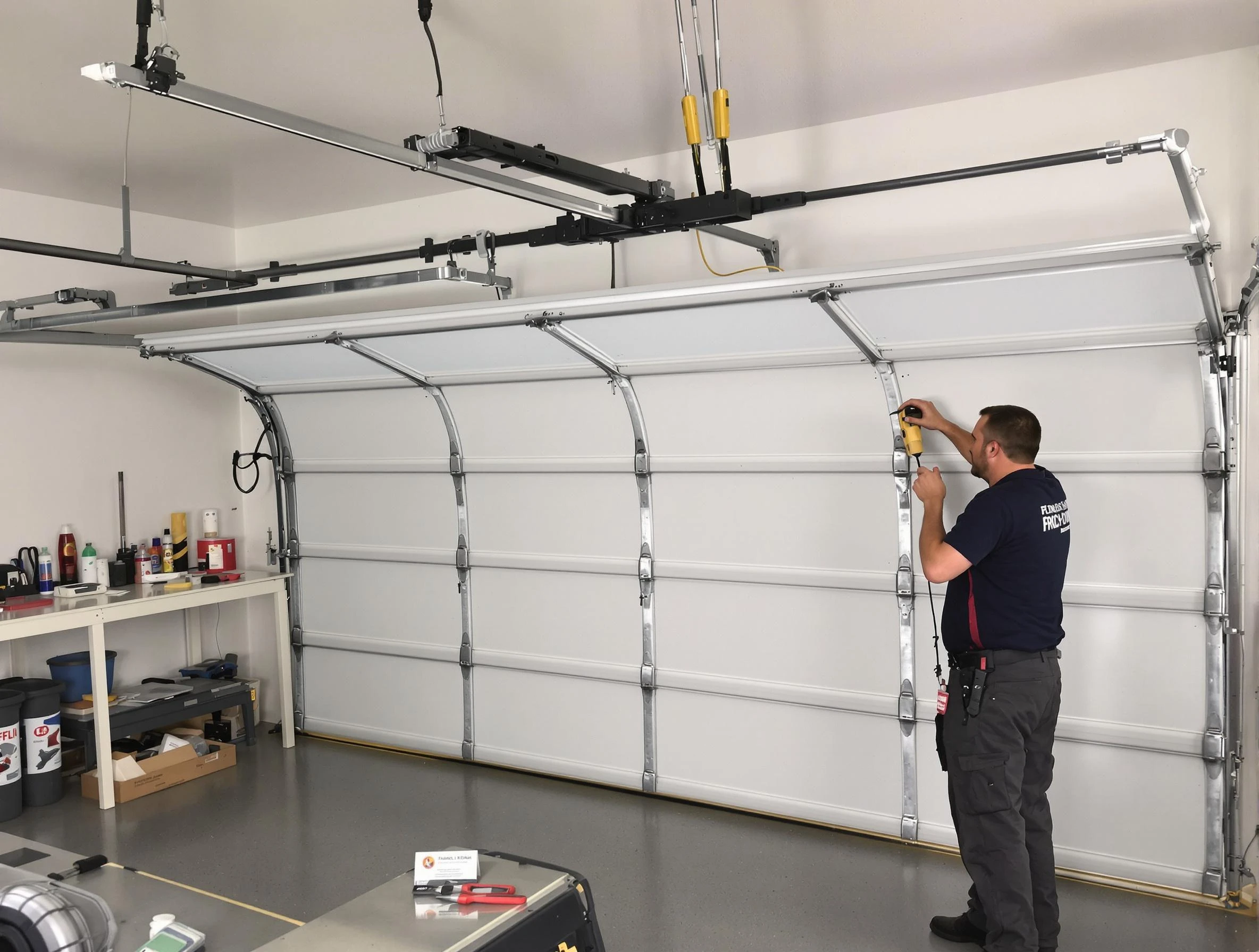 Mead Garage Door Repair certified technician performing overhead door system repair in Mead