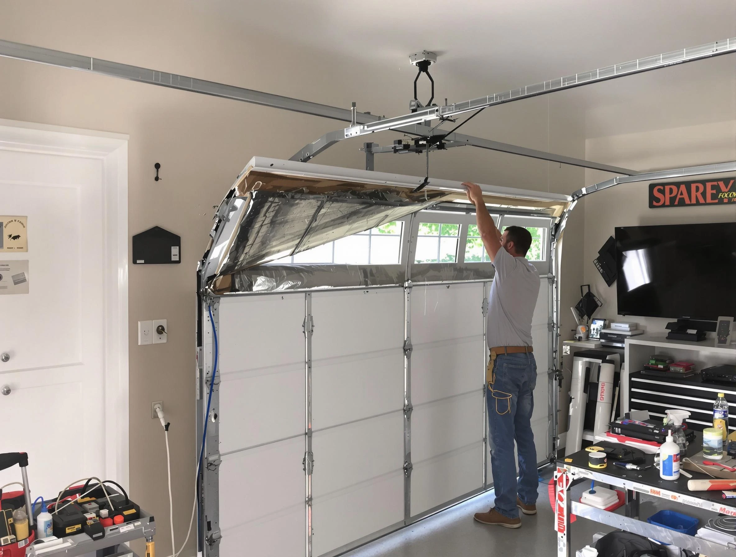 Garage door section replacement by Mead Garage Door Repair in Mead