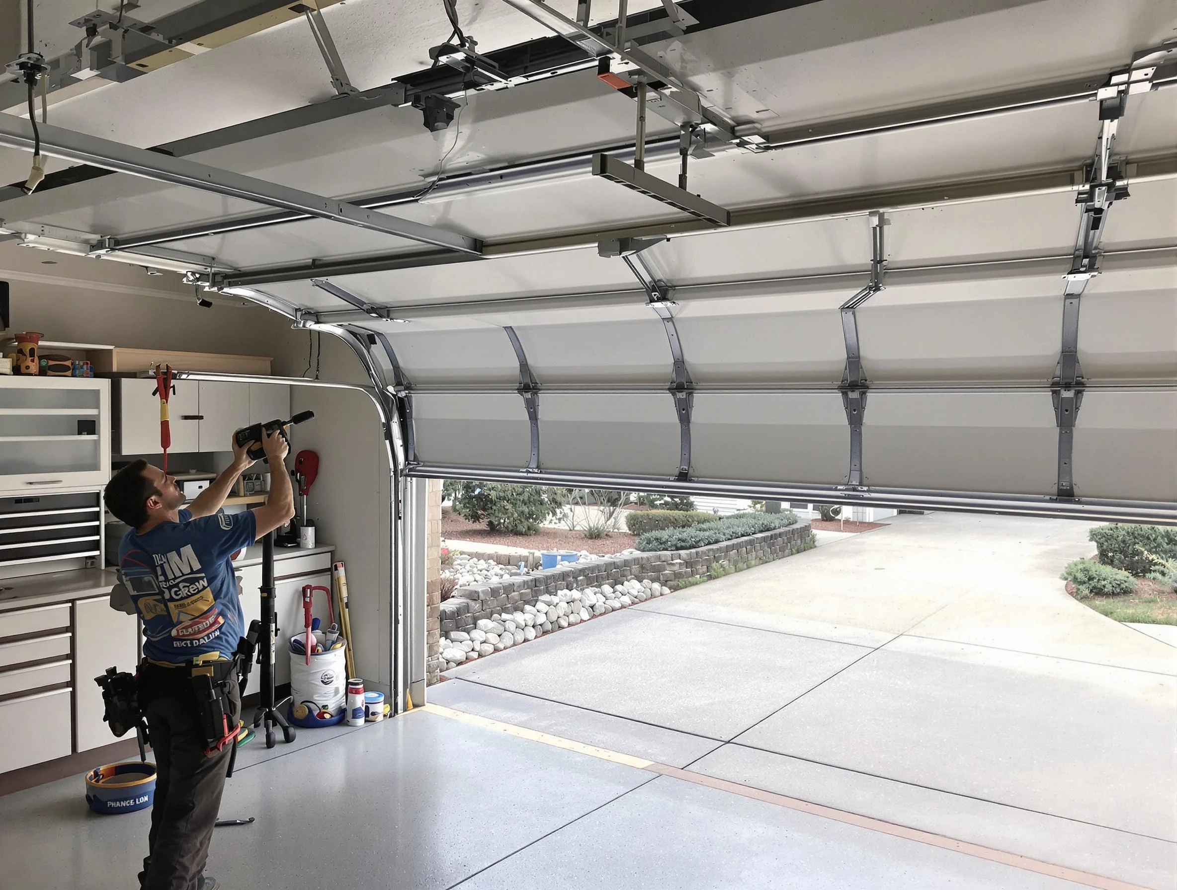 Garage door track repair service by Mead Garage Door Repair in Mead